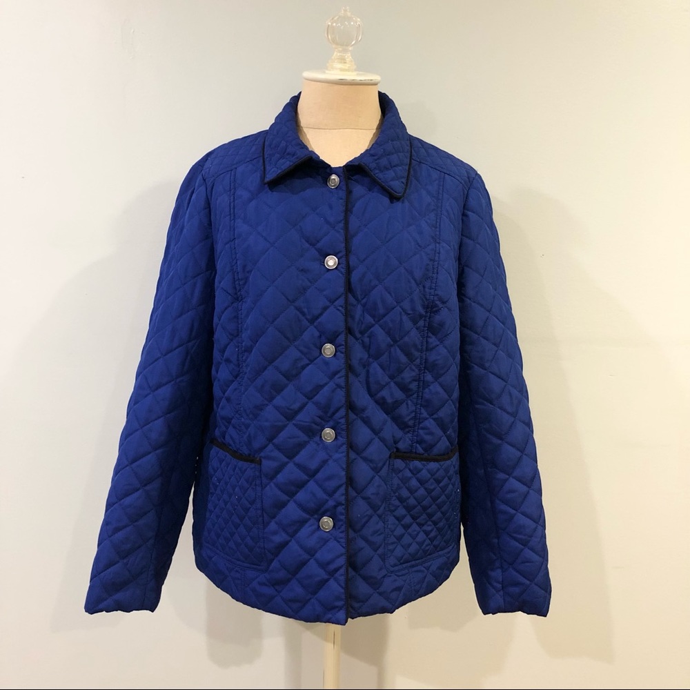 Studio Works Petite Blue Button-up Lightweight Quilted Jacket